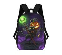 sinyumoney Mochilas Escolares Impresas En 3D Halloween Cat with Pumpkin And Staff Mochilas De Moda Para Niños De Gran Capacidad Mochilas Escolares Para Niños Mochilas De Viaje 17inch