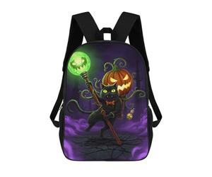 sinyumoney Mochilas Escolares Impresas En 3D Halloween Cat with Pumpkin And Staff Mochilas De Moda Para Niños De Gran Capacidad Mochilas Escolares Para Niños Mochilas De Viaje 17inch