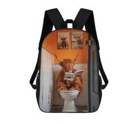sinyumoney Mochilas Escolares Impresas En 3D Highland Cow on The Toilet Mochilas De Moda Para Niños De Gran Capacidad Mochilas Escolares Para Niños Mochilas De Viaje 17inch