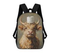 sinyumoney Mochilas Escolares Impresas En 3D Highland Cow with Toilet Paper Mochilas De Moda Para Niños De Gran Capacidad Mochilas Escolares Para Niños Mochilas De Viaje 17inch