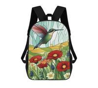 sinyumoney Mochilas Escolares Impresas En 3D Hummingbird in Flower Garden Mochilas De Moda Para Niños De Gran Capacidad Mochilas Escolares Para Niños Mochilas De Viaje 17inch