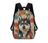 sinyumoney Mochilas Escolares Impresas En 3D Husky Dog Portrait on Wood Mochilas De Moda Para Niños De Gran Capacidad Mochilas Escolares Para Niños Mochilas De Viaje 17inch