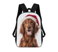 sinyumoney Mochilas Escolares Impresas En 3D Irish Setter Dog with Santa Hat Portrait Mochilas De Moda Para Niños De Gran Capacidad Mochilas Escolares Para Niños Mochilas De Viaje 17inch