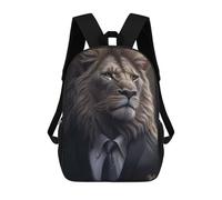 sinyumoney Mochilas Escolares Impresas En 3D Lion in Suit Portrait Mochilas De Moda Para Niños De Gran Capacidad Mochilas Escolares Para Niños Mochilas De Viaje 17inch