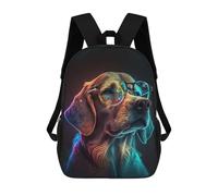 sinyumoney Mochilas Escolares Impresas En 3D Neon Pup in Glasses Mochilas De Moda Para Niños De Gran Capacidad Mochilas Escolares Para Niños Mochilas De Viaje 17inch