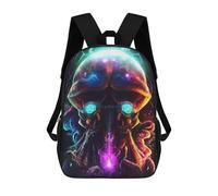 sinyumoney Mochilas Escolares Impresas En 3D Neon Skull Digital Art Mochilas De Moda Para Niños De Gran Capacidad Mochilas Escolares Para Niños Mochilas De Viaje 17inch