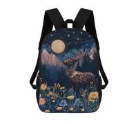 sinyumoney Mochilas Escolares Impresas En 3D Night Deer in The Mountains Mochilas De Moda Para Niños De Gran Capacidad Mochilas Escolares Para Niños Mochilas De Viaje 17inch
