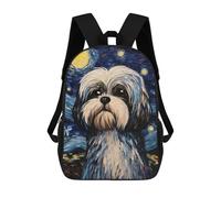 Sinyumoney Mochilas Escolares Impresas En 3D Para Niños, Gran Capacidad, Estilo De Tendencia, Escuela Y Viajes., Shih Tzu Dog Starry Night, 17"