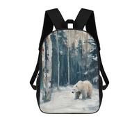 sinyumoney Mochilas Escolares Impresas En 3D Polar Bear in Winter Forest Painting Mochilas De Moda Para Niños De Gran Capacidad Mochilas Escolares Para Niños Mochilas De Viaje 17inch