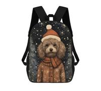 sinyumoney Mochilas Escolares Impresas En 3D Poodle Portrait Xmas Art Mochilas De Moda Para Niños De Gran Capacidad Mochilas Escolares Para Niños Mochilas De Viaje 17inch