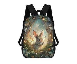 sinyumoney Mochilas Escolares Impresas En 3D Rabbit in Enchanted Forest with Butterflies Mochilas De Moda Para Niños De Gran Capacidad Mochilas Escolares Para Niños Mochilas De Viaje 17inch