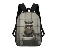 sinyumoney Mochilas Escolares Impresas En 3D Raccoon in Toilet Mochilas De Moda Para Niños De Gran Capacidad Mochilas Escolares Para Niños Mochilas De Viaje 17inch