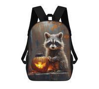 sinyumoney Mochilas Escolares Impresas En 3D Raccoon with Halloween Pumpkin Mochilas De Moda Para Niños De Gran Capacidad Mochilas Escolares Para Niños Mochilas De Viaje 17inch