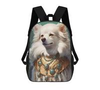 sinyumoney Mochilas Escolares Impresas En 3D Regal White Canine in Ornate Attire Mochilas De Moda Para Niños De Gran Capacidad Mochilas Escolares Para Niños Mochilas De Viaje 17inch