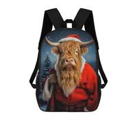 sinyumoney Mochilas Escolares Impresas En 3D Santa Highland Cow Mochilas De Moda Para Niños De Gran Capacidad Mochilas Escolares Para Niños Mochilas De Viaje 17inch