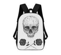 sinyumoney Mochilas Escolares Impresas En 3D Skull N Roses Mochilas De Moda Para Niños De Gran Capacidad Mochilas Escolares Para Niños Mochilas De Viaje 17inch