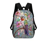 sinyumoney Mochilas Escolares Impresas En 3D Stained Glass Hummingbird Mochilas De Moda Para Niños De Gran Capacidad Mochilas Escolares Para Niños Mochilas De Viaje 17inch