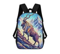 sinyumoney Mochilas Escolares Impresas En 3D Stained Glass Ibex Mountain Scene Mochilas De Moda Para Niños De Gran Capacidad Mochilas Escolares Para Niños Mochilas De Viaje 17inch
