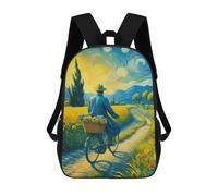 sinyumoney Mochilas Escolares Impresas En 3D Starry Night Cyclist Mochilas De Moda Para Niños De Gran Capacidad Mochilas Escolares Para Niños Mochilas De Viaje 17inch