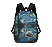 sinyumoney Mochilas Escolares Impresas En 3D Swan in Starry Night Style Painting Mochilas De Moda Para Niños De Gran Capacidad Mochilas Escolares Para Niños Mochilas De Viaje 17inch