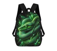 sinyumoney Mochilas Escolares Impresas En 3D The Green Snake Mochilas De Moda Para Niños De Gran Capacidad Mochilas Escolares Para Niños Mochilas De Viaje 17inch