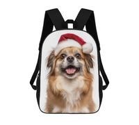 sinyumoney Mochilas Escolares Impresas En 3D Tibetan Spaniel Dog with Santa Hat Mochilas De Moda Para Niños De Gran Capacidad Mochilas Escolares Para Niños Mochilas De Viaje 17inch
