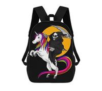 sinyumoney Mochilas Escolares Impresas En 3D Unicorn Riding Grim Reaper Mochilas De Moda Para Niños De Gran Capacidad Mochilas Escolares Para Niños Mochilas De Viaje 17inch