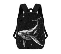 sinyumoney Mochilas Escolares Impresas En 3D Whale in Space Black And White Mochilas De Moda Para Niños De Gran Capacidad Mochilas Escolares Para Niños Mochilas De Viaje 17inch