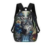 sinyumoney Mochilas Escolares Impresas En 3D Wolf in Mandala Jungle Mochilas De Moda Para Niños De Gran Capacidad Mochilas Escolares Para Niños Mochilas De Viaje 17inch