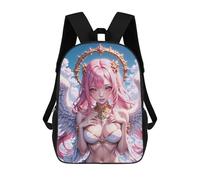 sinyumoney Mochilas Escolares Infantiles Impresas En 3D 17inch Angel with Pink Hair Mochila De Viaje Ligera Mochila Para Libros Niños Niños Niñas Mochila Escolar