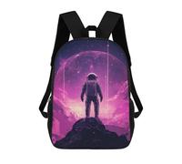 sinyumoney Mochilas Escolares Infantiles Impresas En 3D 17inch Astronaut on Purple Planet Mochila De Viaje Ligera Mochila Para Libros Niños Niños Niñas Mochila Escolar