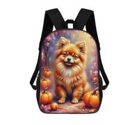 sinyumoney Mochilas Escolares Infantiles Impresas En 3D 17inch Autumn Pomeranian with Pumpkins Mochila De Viaje Ligera Mochila Para Libros Niños Niños Niñas Mochila Escolar