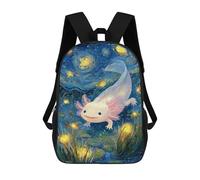 sinyumoney Mochilas Escolares Infantiles Impresas En 3D 17inch Axolotl in Starry Night Pond Mochila De Viaje Ligera Mochila Para Libros Niños Niños Niñas Mochila Escolar