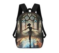 sinyumoney Mochilas Escolares Infantiles Impresas En 3D 17inch Ballet Dreams in Stained Glass Mochila De Viaje Ligera Mochila Para Libros Niños Niños Niñas Mochila Escolar