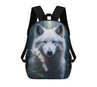 sinyumoney Mochilas Escolares Infantiles Impresas En 3D 17inch Beautiful White Wolf Mochila De Viaje Ligera Mochila Para Libros Niños Niños Niñas Mochila Escolar