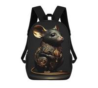 sinyumoney Mochilas Escolares Infantiles Impresas En 3D 17inch Black And Gold Mouse Mochila De Viaje Ligera Mochila Para Libros Niños Niños Niñas Mochila Escolar