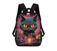 sinyumoney Mochilas Escolares Infantiles Impresas En 3D 17inch Black Cat Chaos Urban Fantasy Artwork Mochila De Viaje Ligera Mochila Para Libros Niños Niños Niñas Mochila Escolar