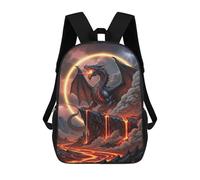 sinyumoney Mochilas Escolares Infantiles Impresas En 3D 17inch Black Dragon with Lava Landscape Mochila De Viaje Ligera Mochila Para Libros Niños Niños Niñas Mochila Escolar