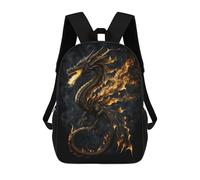 sinyumoney Mochilas Escolares Infantiles Impresas En 3D 17inch Black Gold Dragon Mochila De Viaje Ligera Mochila Para Libros Niños Niños Niñas Mochila Escolar