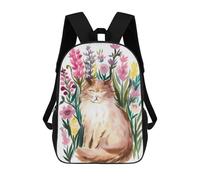 sinyumoney Mochilas Escolares Infantiles Impresas En 3D 17inch Cat in A Garden of Flowers Mochila De Viaje Ligera Mochila Para Libros Niños Niños Niñas Mochila Escolar