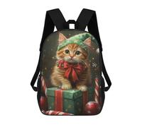 sinyumoney Mochilas Escolares Infantiles Impresas En 3D 17inch Christmas Kitten Gift Box Mochila De Viaje Ligera Mochila Para Libros Niños Niños Niñas Mochila Escolar