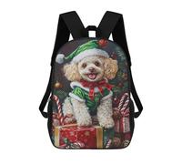 sinyumoney Mochilas Escolares Infantiles Impresas En 3D 17inch Christmas Poodle with Presents-2 Mochila De Viaje Ligera Mochila Para Libros Niños Niños Niñas Mochila Escolar