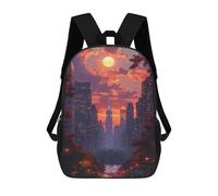 sinyumoney Mochilas Escolares Infantiles Impresas En 3D 17inch City Sunset Skyline Mochila De Viaje Ligera Mochila Para Libros Niños Niños Niñas Mochila Escolar