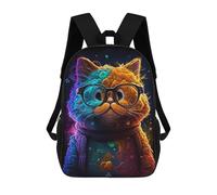 sinyumoney Mochilas Escolares Infantiles Impresas En 3D 17inch Colorful Cosmic Cat Glasses Mochila De Viaje Ligera Mochila Para Libros Niños Niños Niñas Mochila Escolar