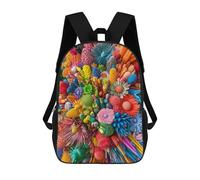 sinyumoney Mochilas Escolares Infantiles Impresas En 3D 17inch Colorful Handmade Flowers Mochila De Viaje Ligera Mochila Para Libros Niños Niños Niñas Mochila Escolar