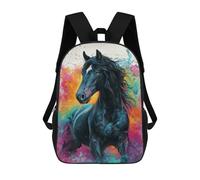 sinyumoney Mochilas Escolares Infantiles Impresas En 3D 17inch Colorful Horse Painting Art-1 Mochila De Viaje Ligera Mochila Para Libros Niños Niños Niñas Mochila Escolar