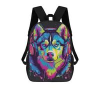 sinyumoney Mochilas Escolares Infantiles Impresas En 3D 17inch Colorful Husky Headphones Art Print Mochila De Viaje Ligera Mochila Para Libros Niños Niños Niñas Mochila Escolar
