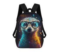 sinyumoney Mochilas Escolares Infantiles Impresas En 3D 17inch Colorful Meerkat with Glasses -1 Mochila De Viaje Ligera Mochila Para Libros Niños Niños Niñas Mochila Escolar
