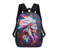 sinyumoney Mochilas Escolares Infantiles Impresas En 3D 17inch Colorful Native American Chief Art Print Mochila De Viaje Ligera Mochila Para Libros Niños Niños Niñas Mochila Escolar
