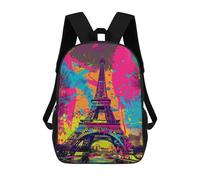 sinyumoney Mochilas Escolares Infantiles Impresas En 3D 17inch Colorful Parisian Art Print Mochila De Viaje Ligera Mochila Para Libros Niños Niños Niñas Mochila Escolar